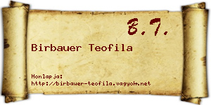 Birbauer Teofila névjegykártya
